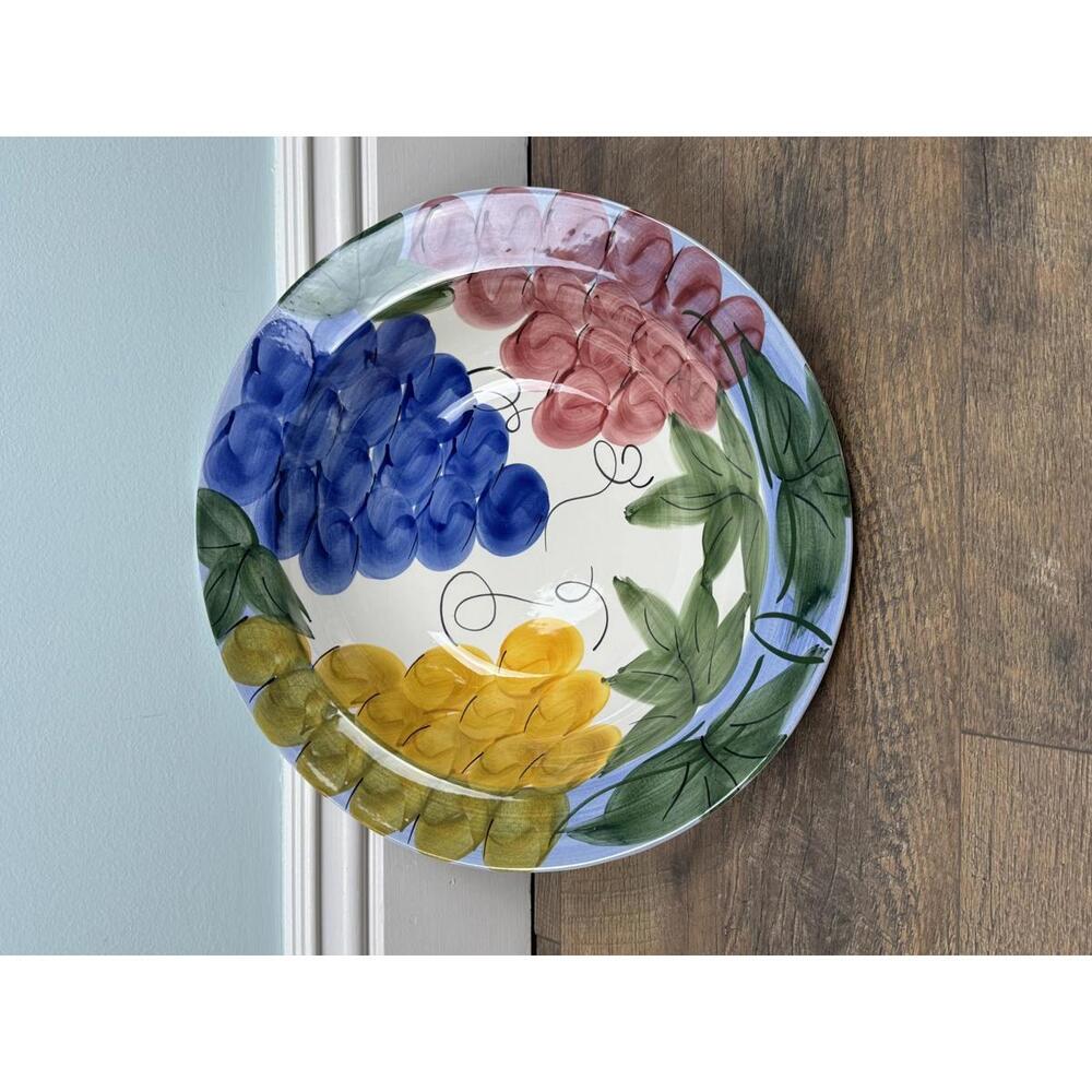 Global Amici Hand Painted Grape Ceramic Bowl 15"‎ Made in Italy Tuscan Serving